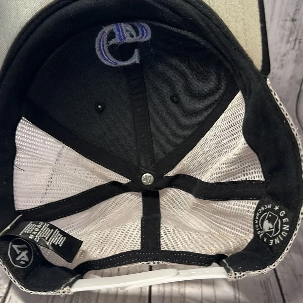 47‎ Black/White Colorado Rockies Primary Logo Trucker Snapback Hat